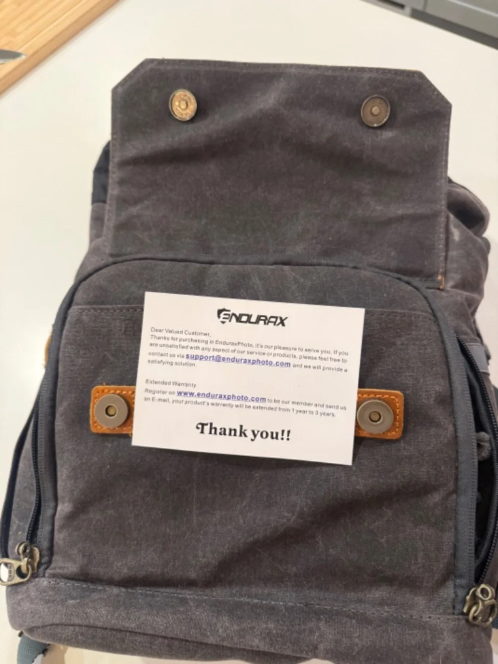 Endurax Waxed Canvas Camera Backpack Leather Trim Vintage Rucksack Black Brown